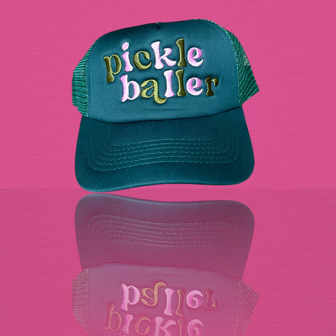 Embroidered "pickle baller" Trucker Hat | Green