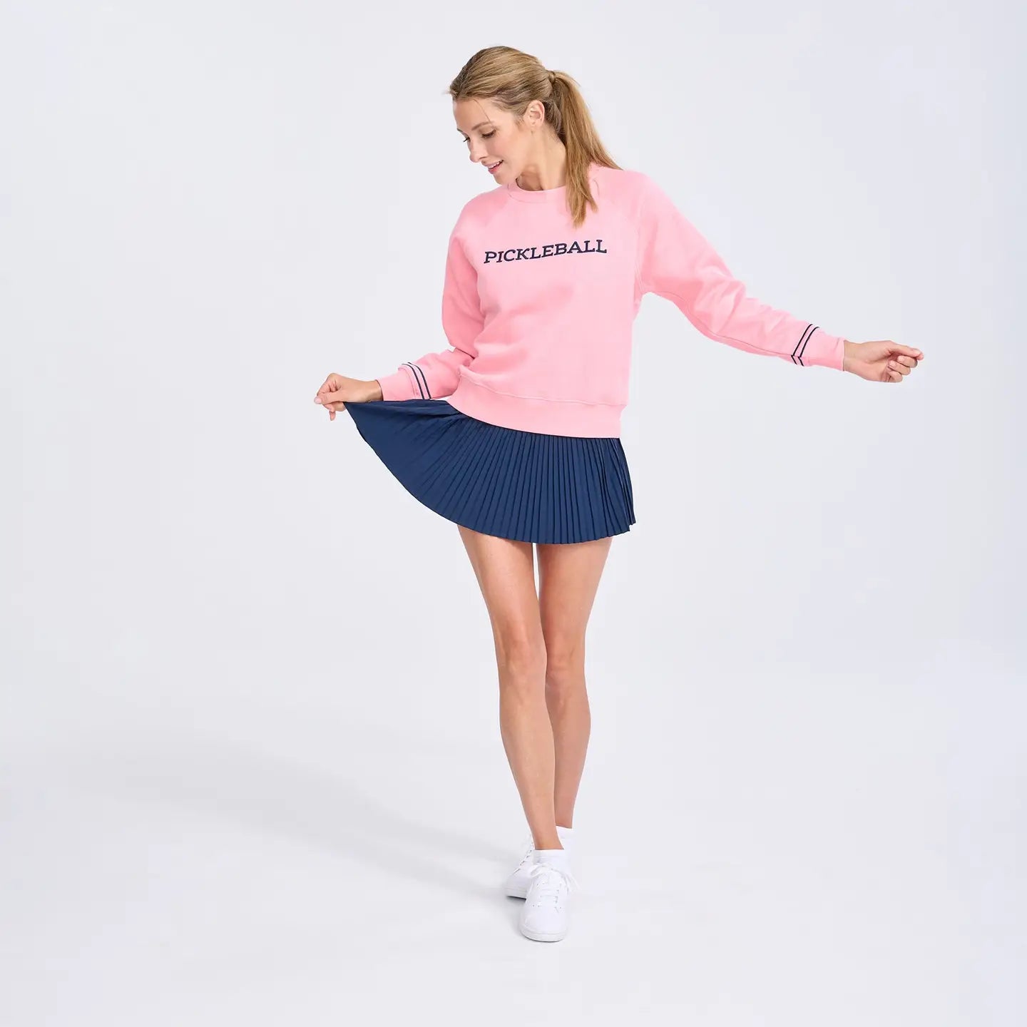 Pickleball Embroidered Sweatshirt | Pink + Navy