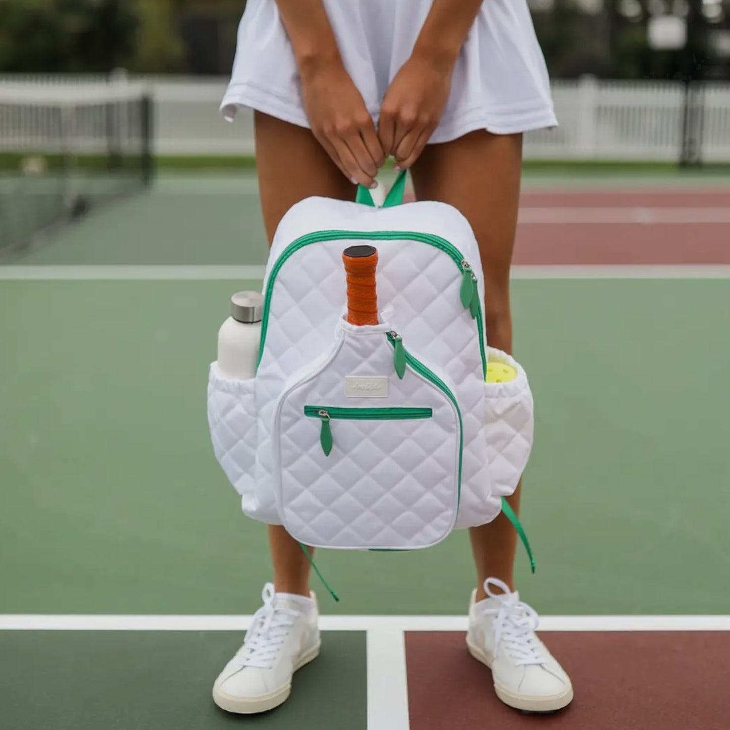 Pickleball Backpack Bag | White + Green