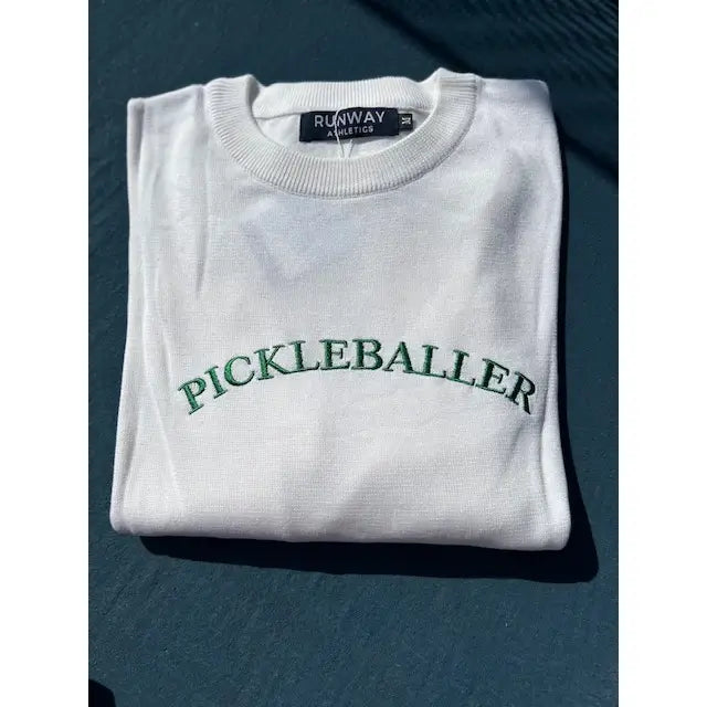 LAST ONE - SIZE LARGE! Embroidered PICKLEBALLER Sweater - White