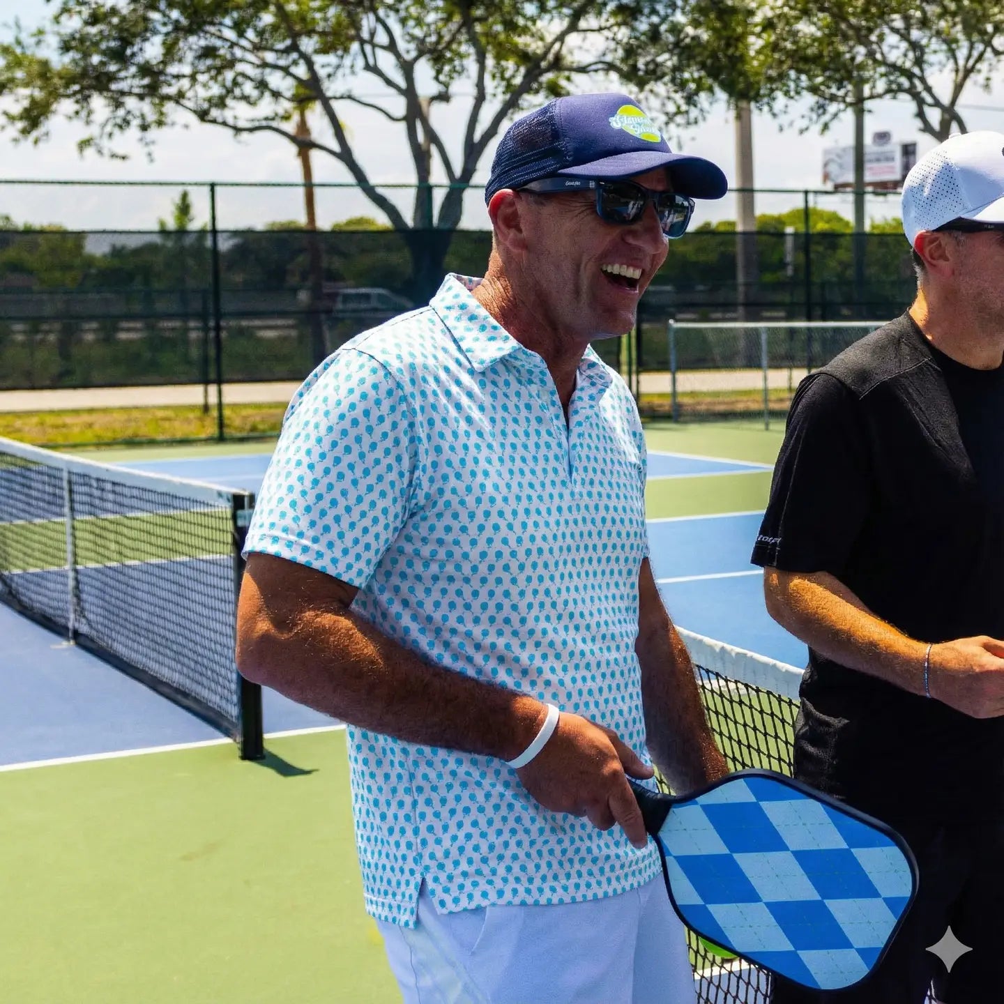 Men's Pickleball Performance Polo | white + blue