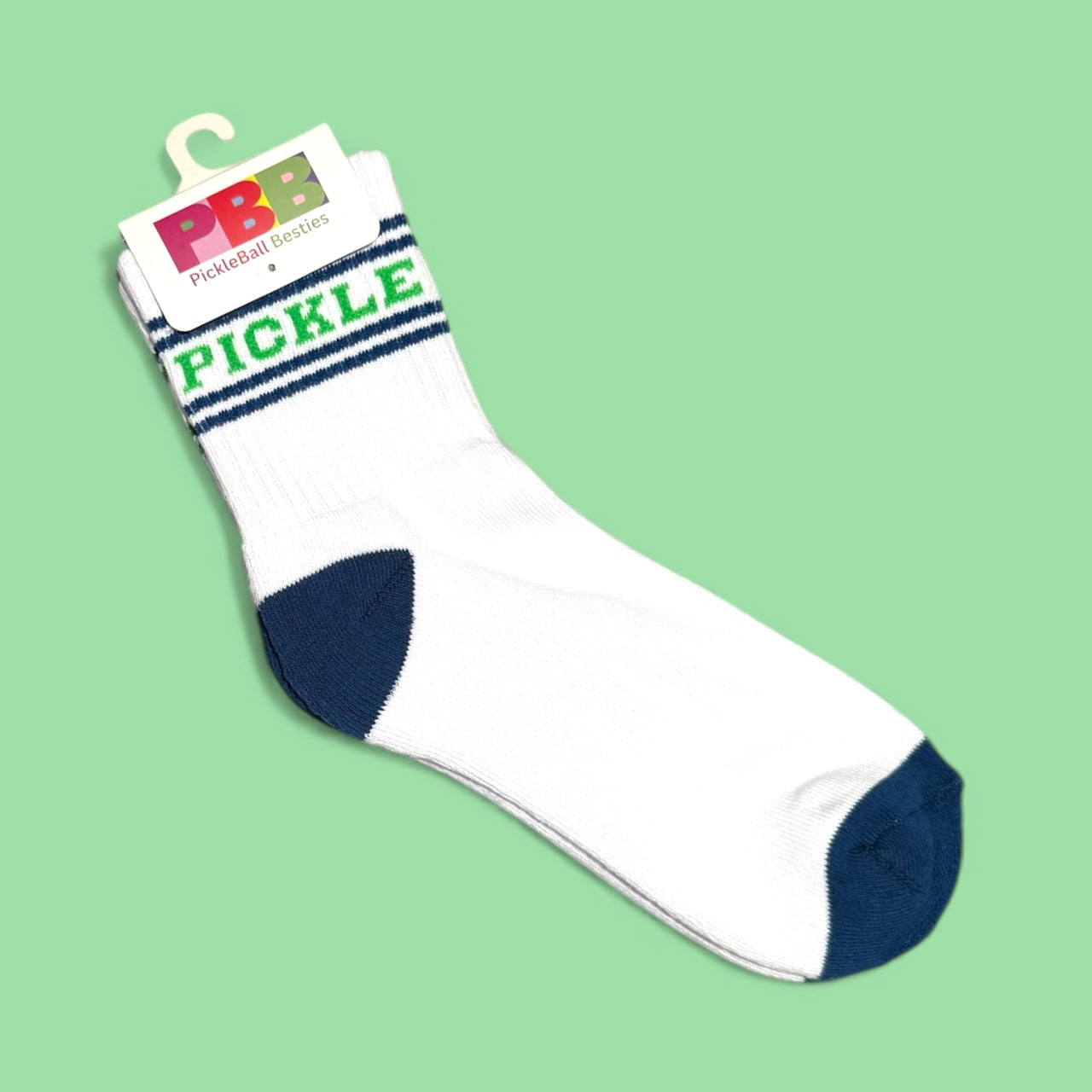 Pickle Fun Socks | white + green + navy | short
