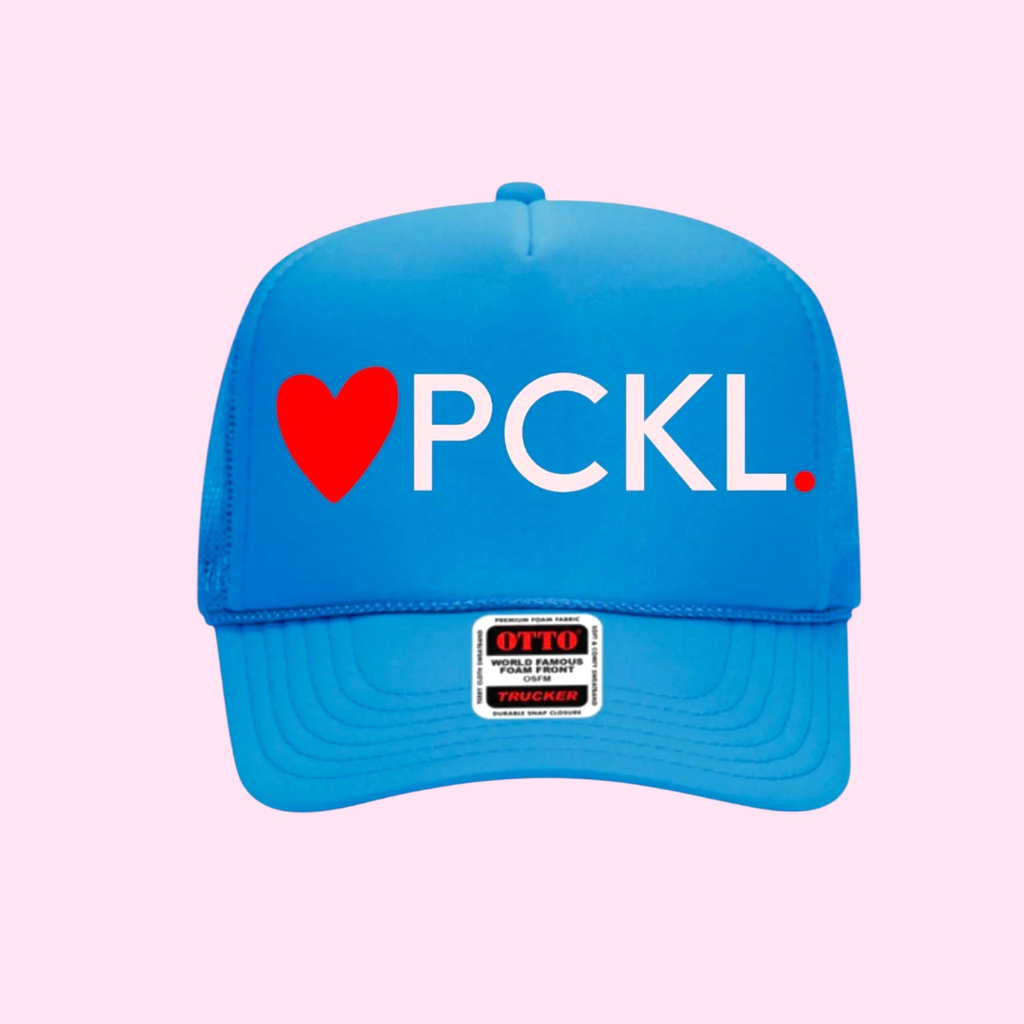 Heart PCKL High Profile Pickleball Trucker Hat | Light Blue