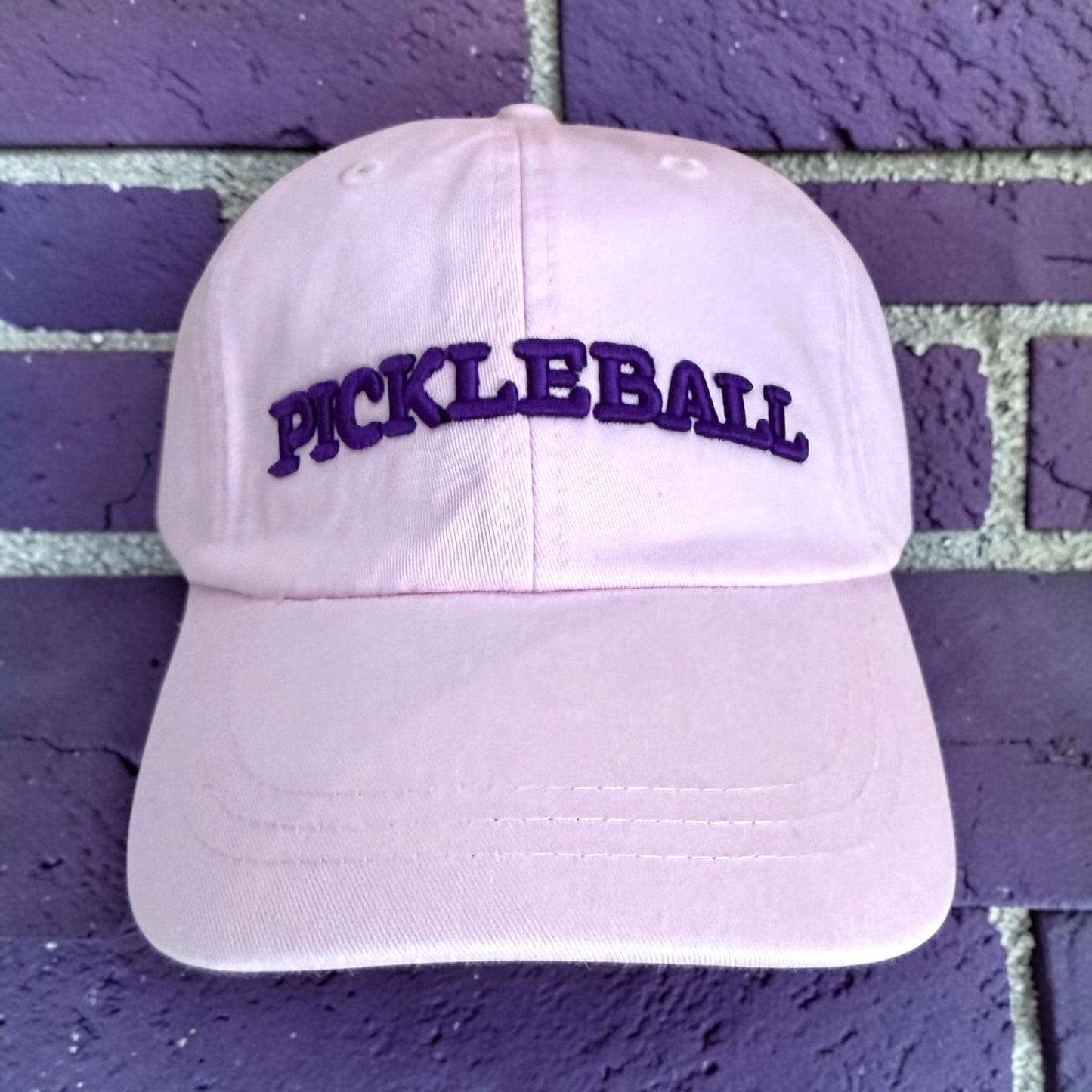 Embroidered PICKLEBALL Hat | light pink + purple