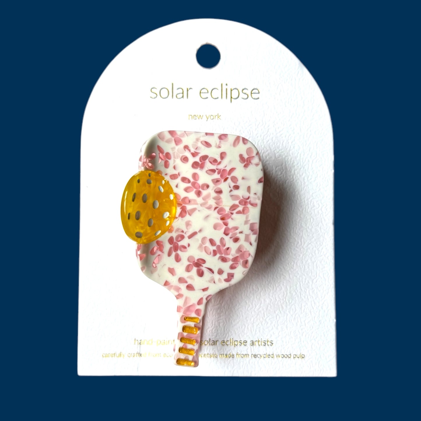 Pickleball Paddle Hair Claw | Pink Flowers