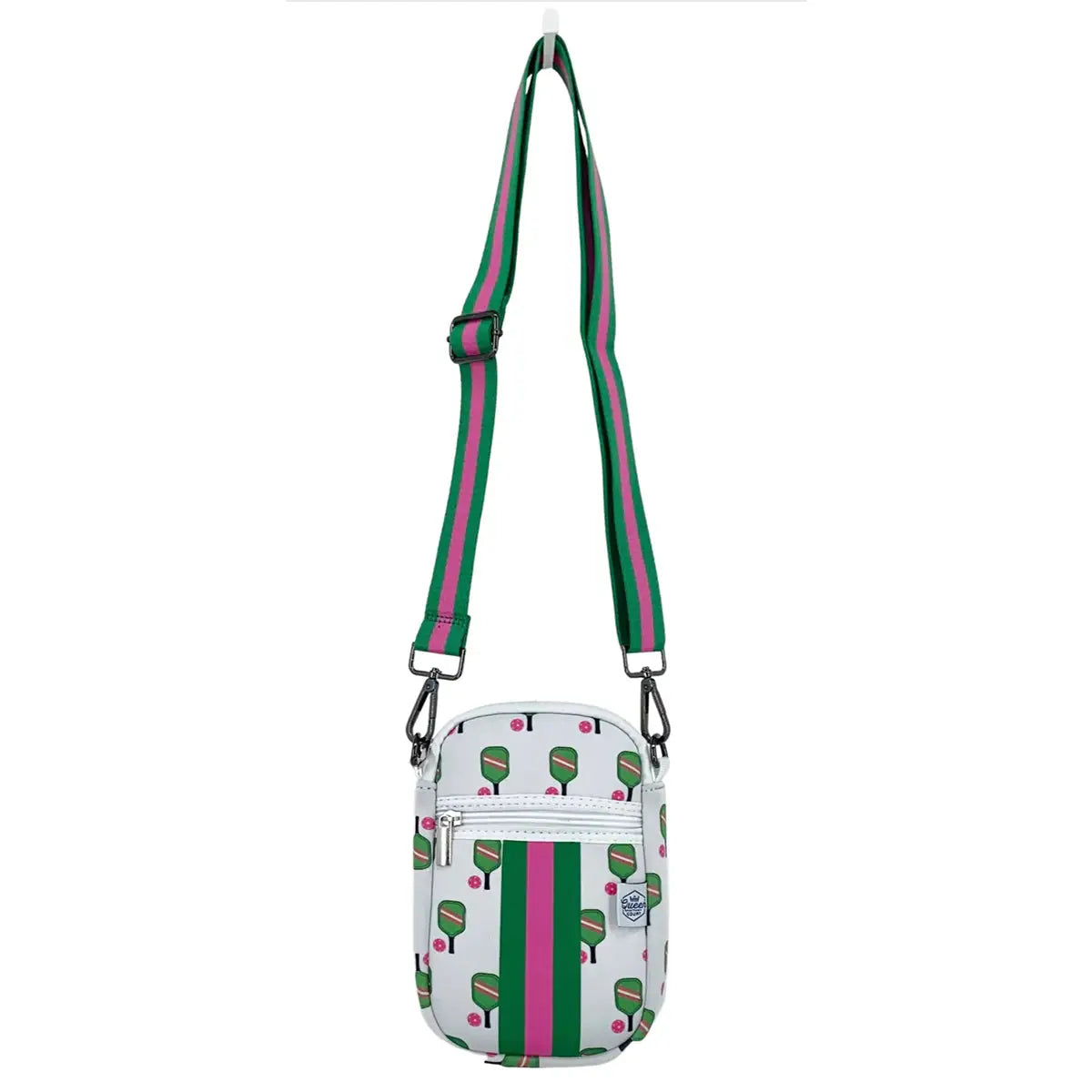 Paddle Crossbody Bag | white + kelly green + hot pink