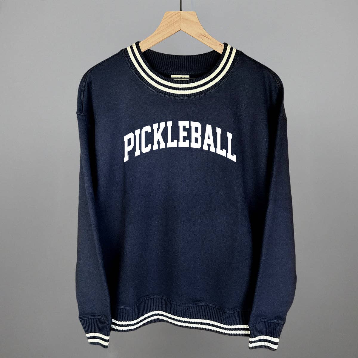 Oversized Varsity Pickleball Crew Sweatshirt | navy