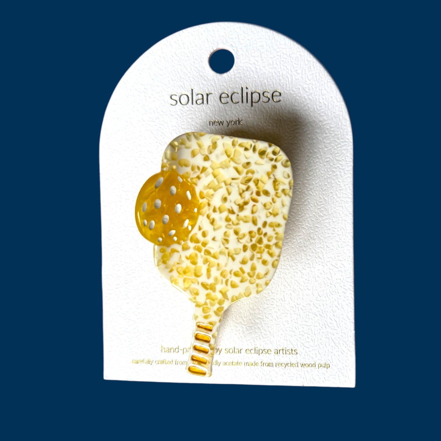 Pickleball Paddle Hair Claw | Yellow Flowers