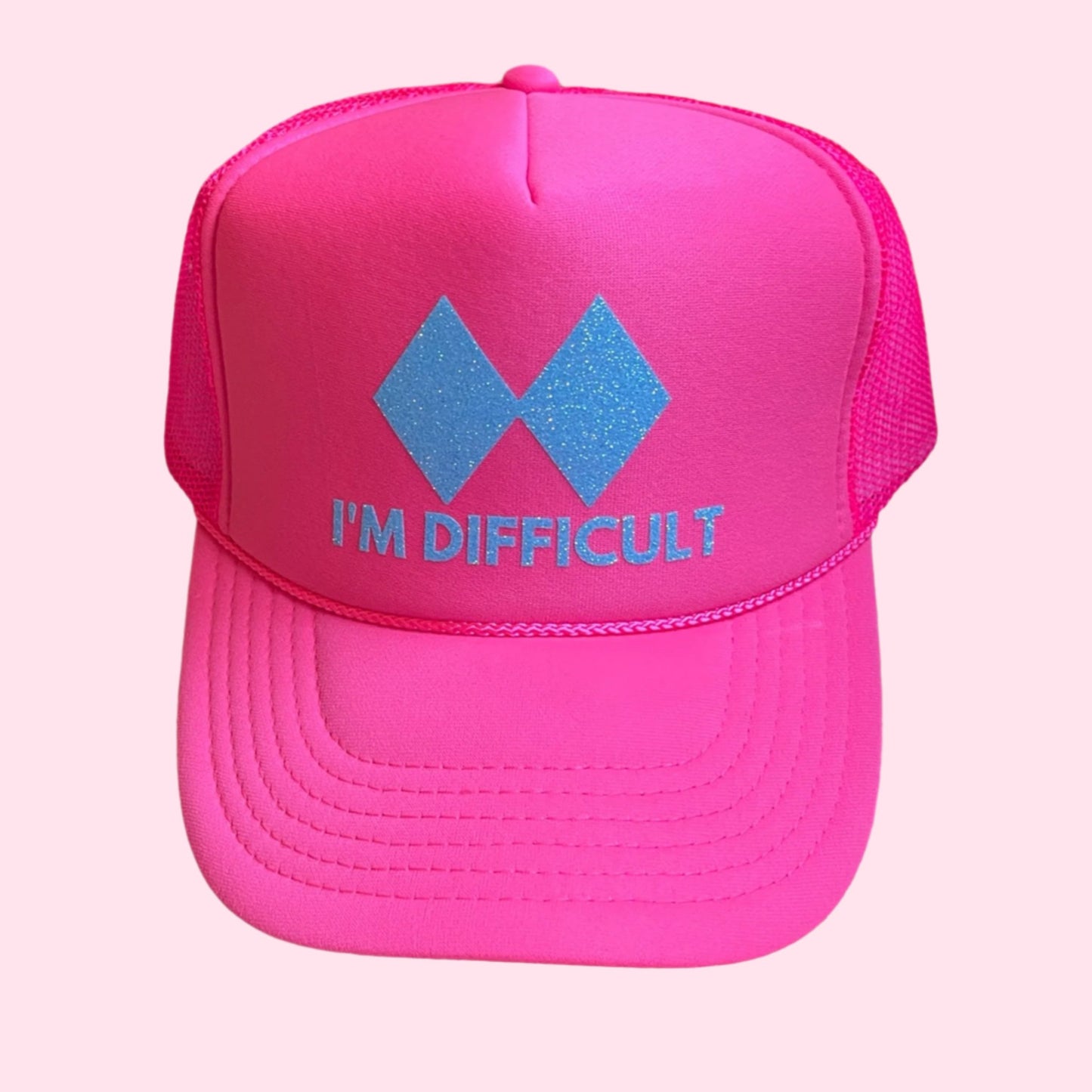 HAT SALE! I'm Difficult Trucker Hat | Hot Pink with Blue glitter