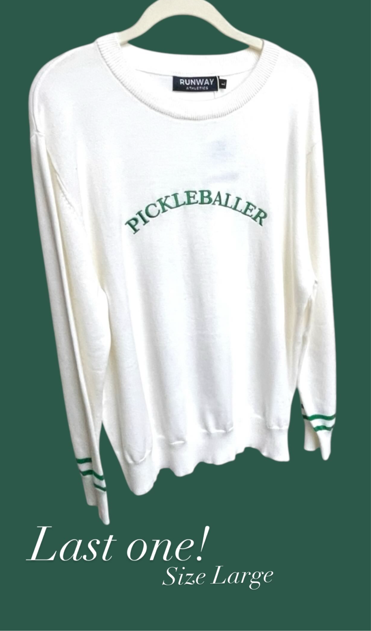 LAST ONE - SIZE LARGE! Embroidered PICKLEBALLER Sweater - White