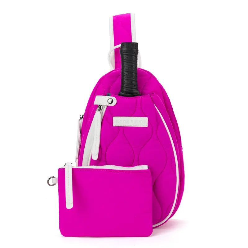 Pickleball Courtside Sling | hot pink + white