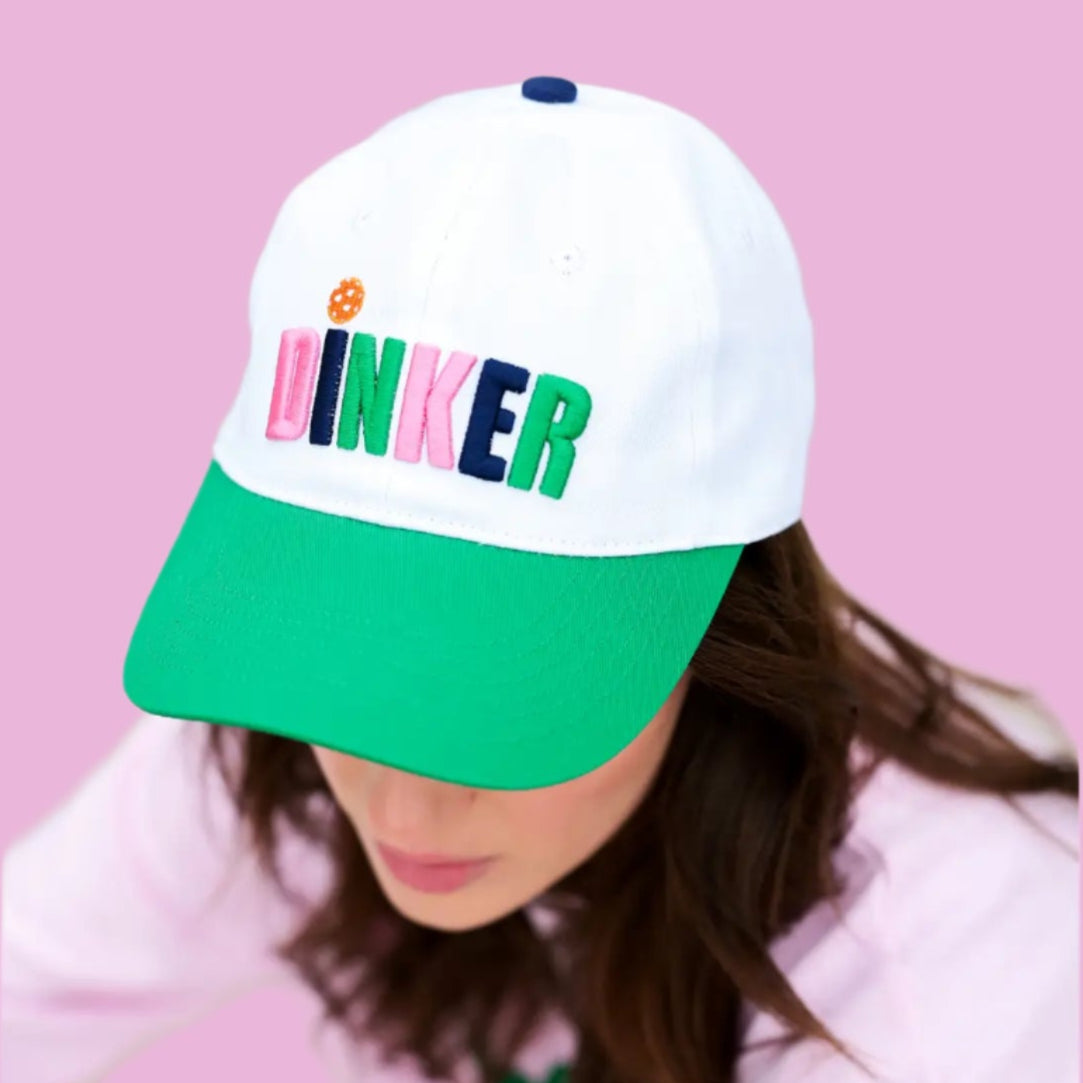 DINKER EMBROIDERED Ball Cap/HAT | White + Green + Pink + Navy