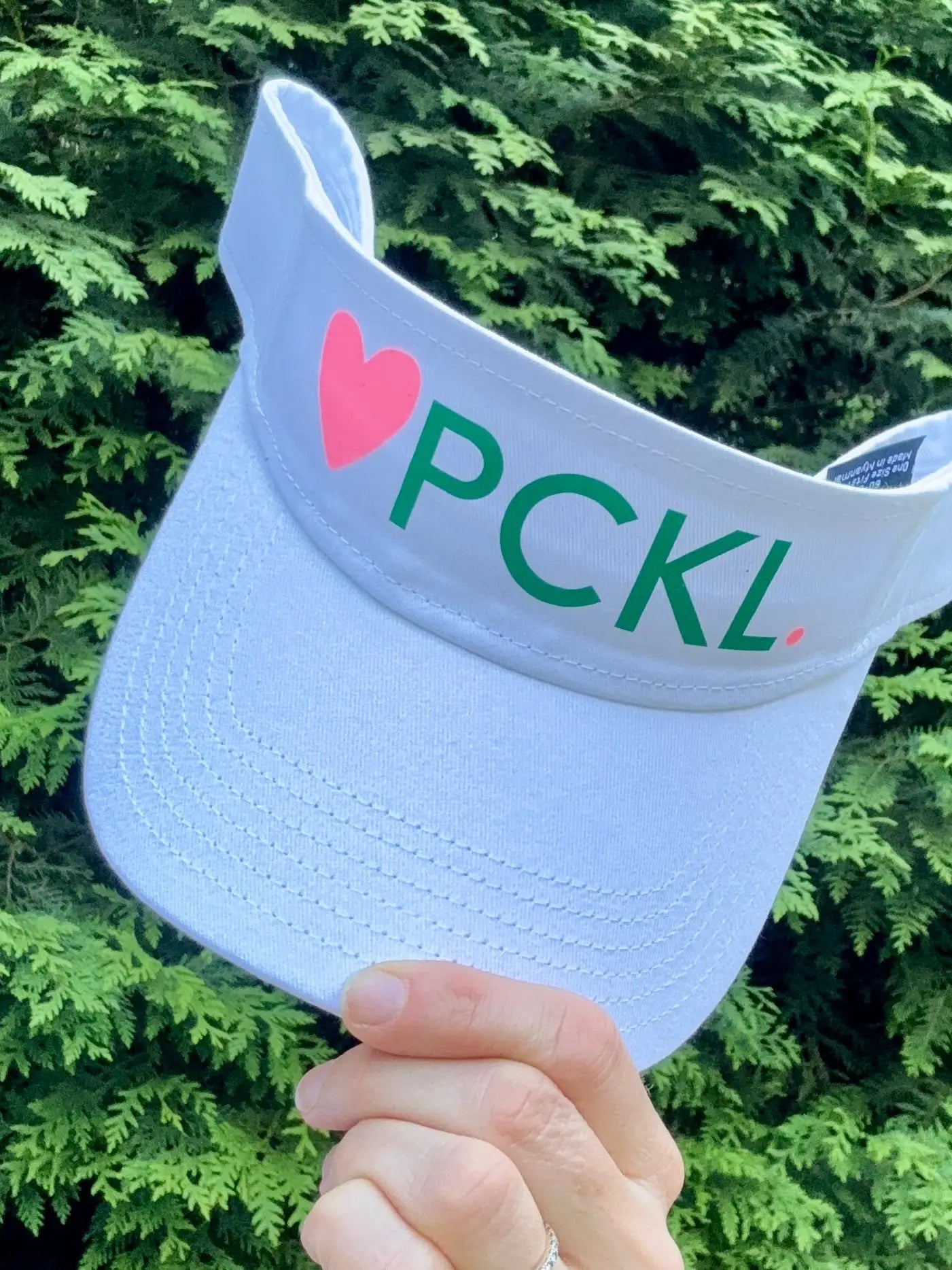 PCKL Adjustable Cotton Pickleball Visor | Neon Coral + Kelly Green
