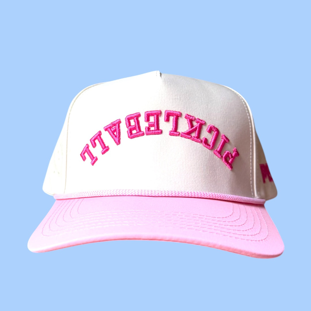 PICKLEBALL Upside Down Pink Lid Hat | white + pink