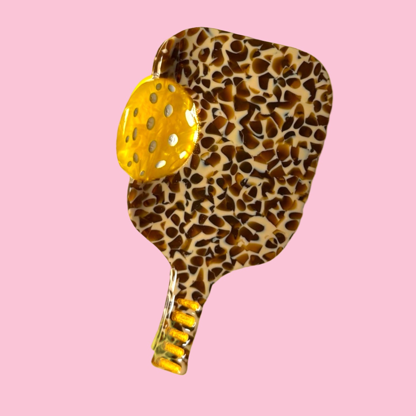 Pickleball Paddle Hair Claw | Leopard Flowers