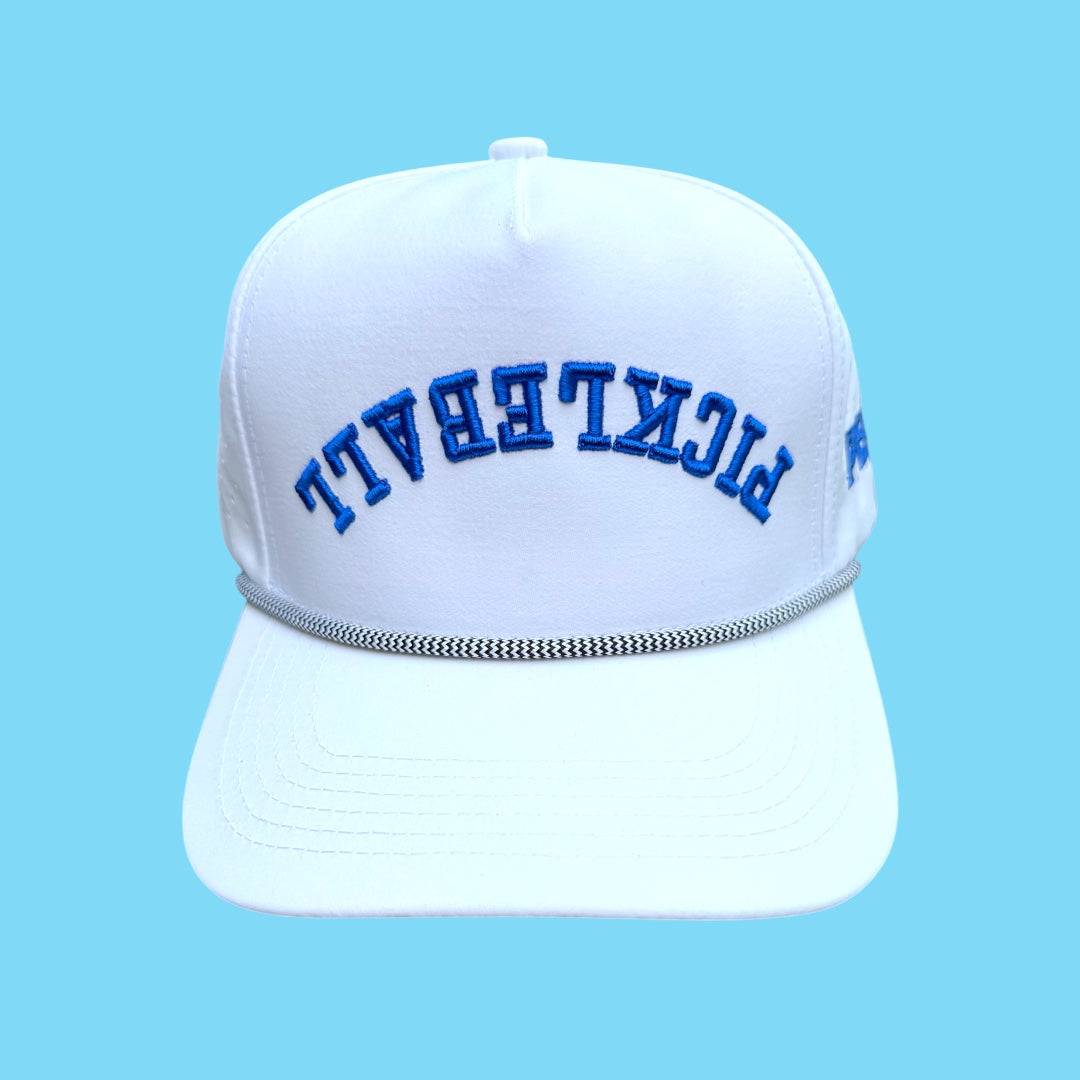 PICKLEBALL Upside Down Hat | white + royal blue