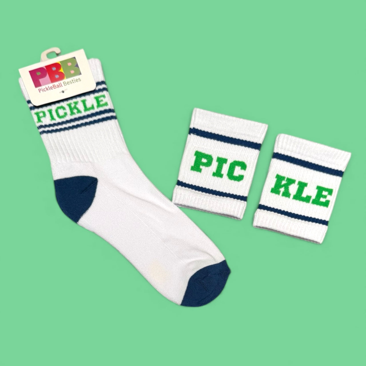 Pickle Fun Socks | white + green + navy