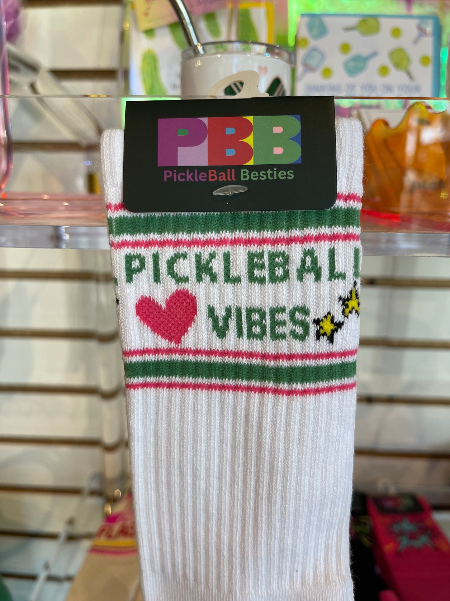 Pickleball Vibes Fun Socks | White