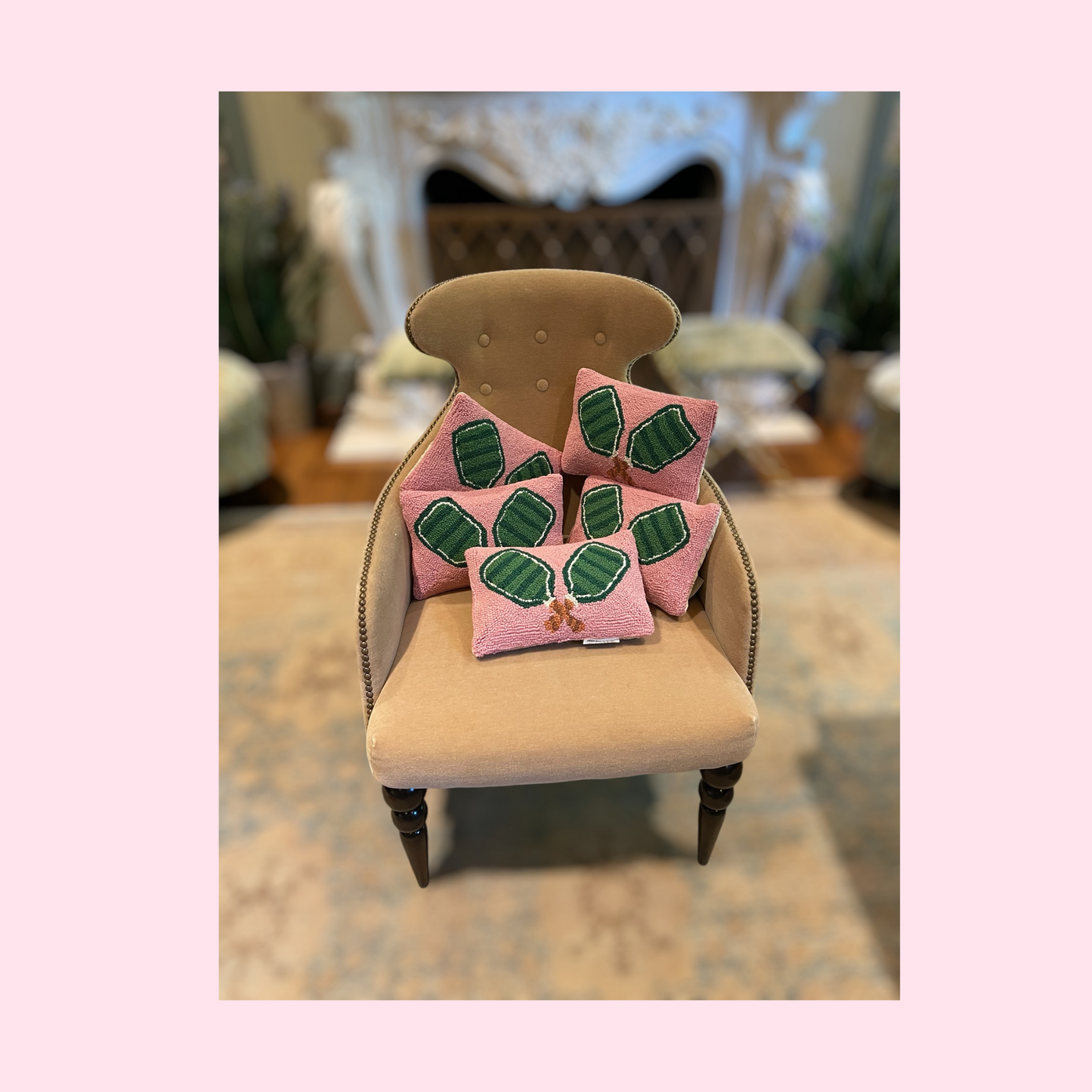 Pickleball Hook Pillow | Pink + Green Paddles