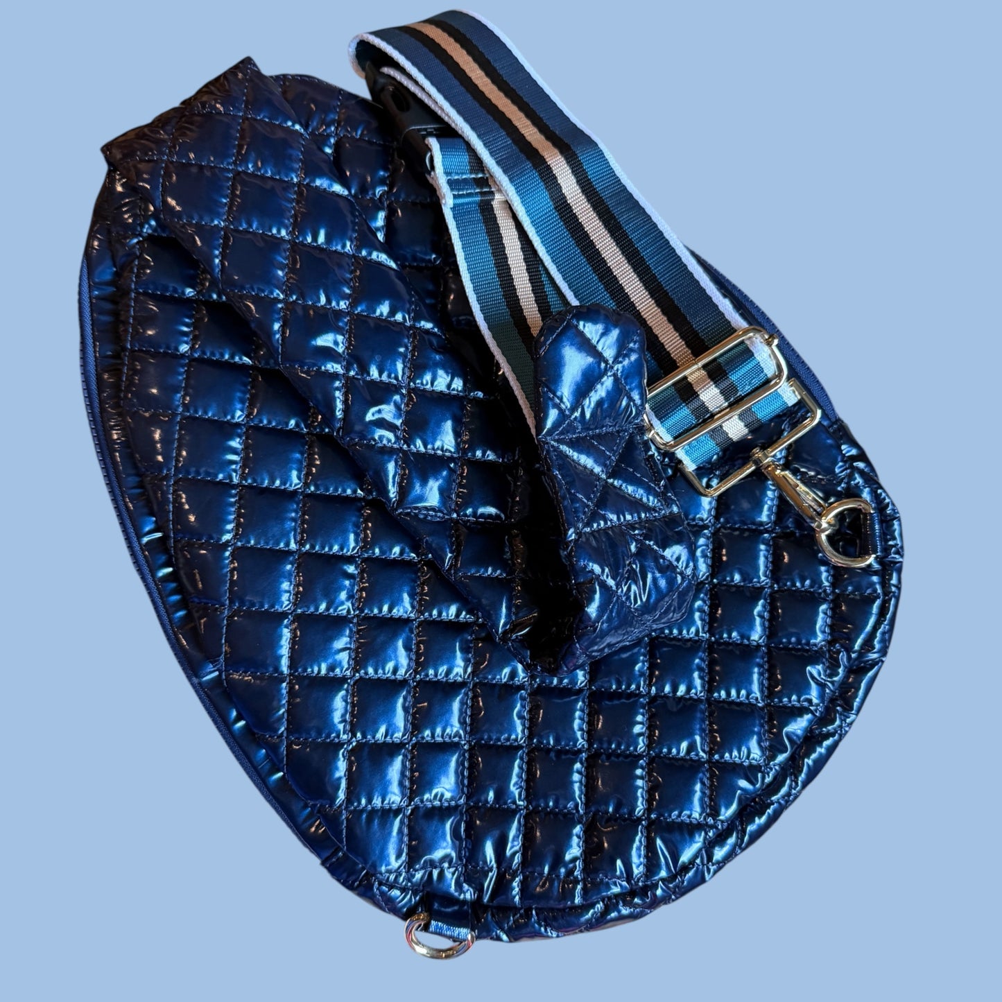 SUPER SALE! Puffer Sling Bag | Shiny Navy