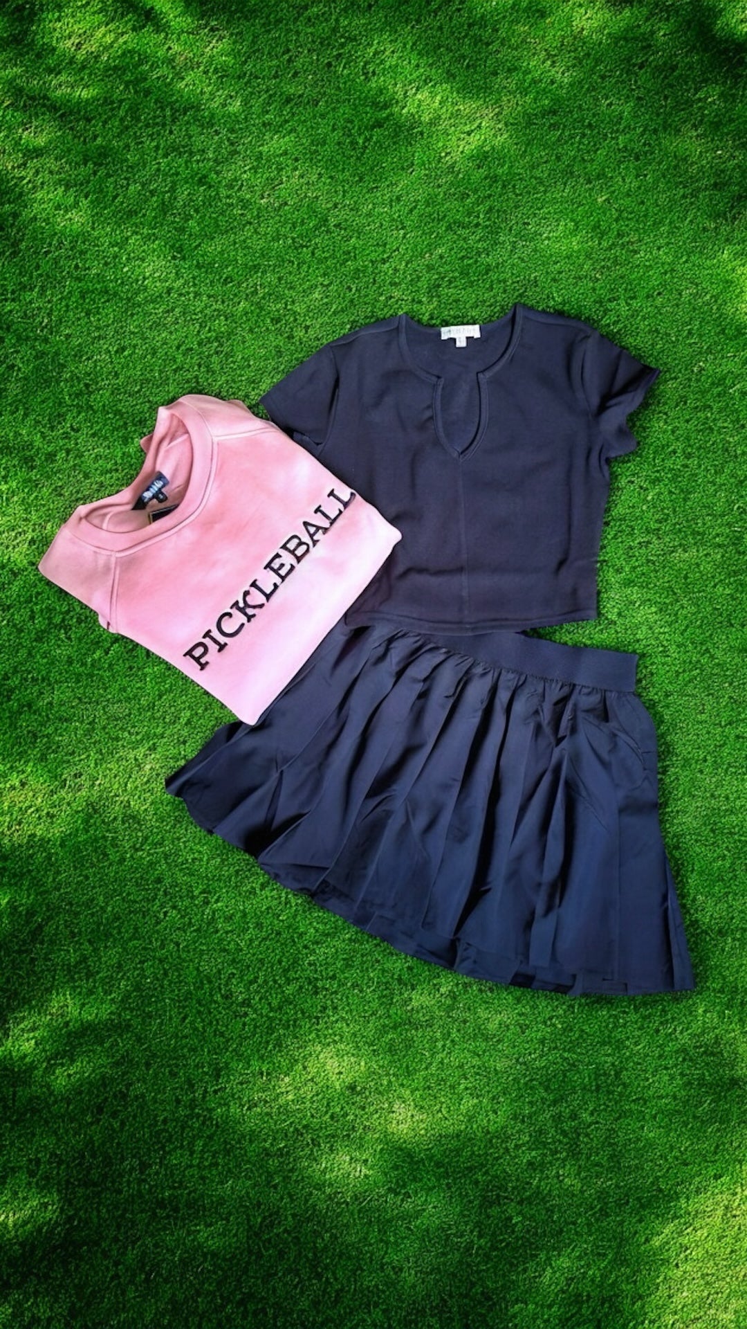 Elastic Waistband Pleated Athletic Skort | Navy Blue
