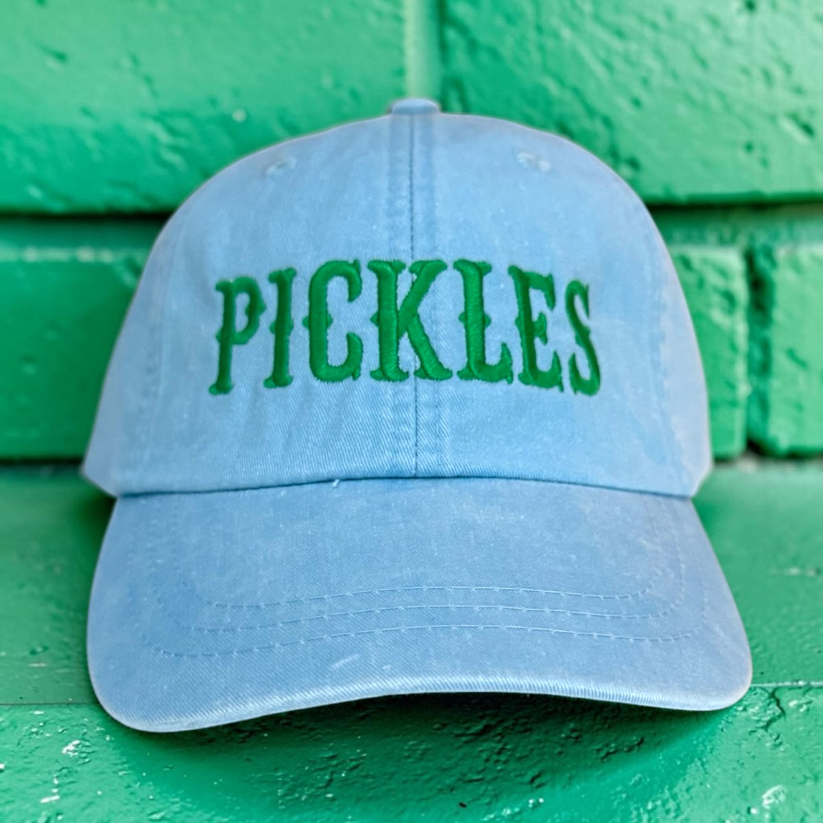 Embroidered Blue Hat | green pickles