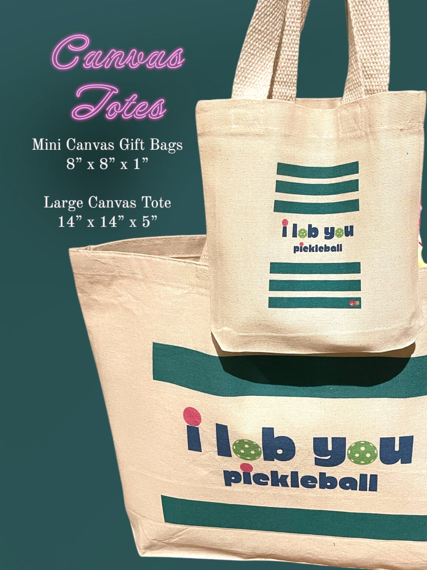 Canvas “i lob you pickleball” TOTE | Large