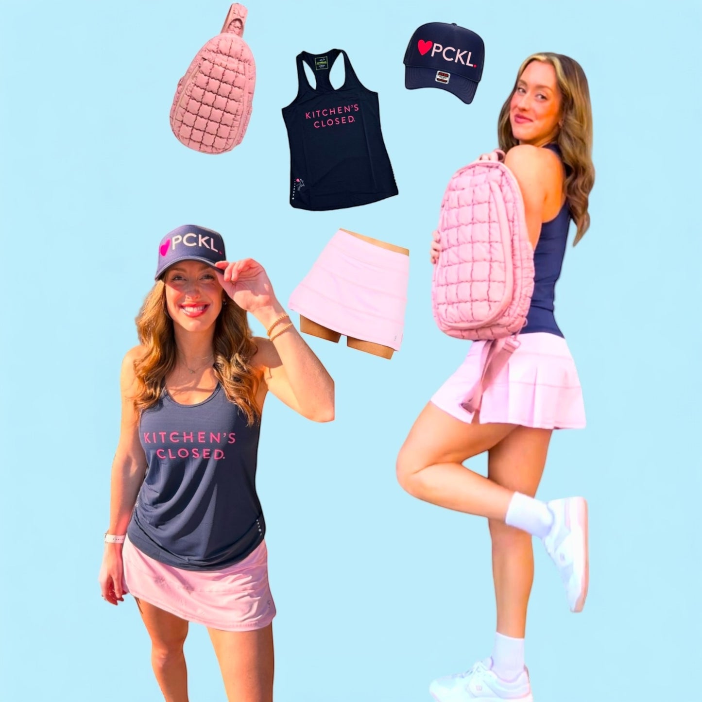 Quilted Puffer Pickleball Sling Bag | Rose