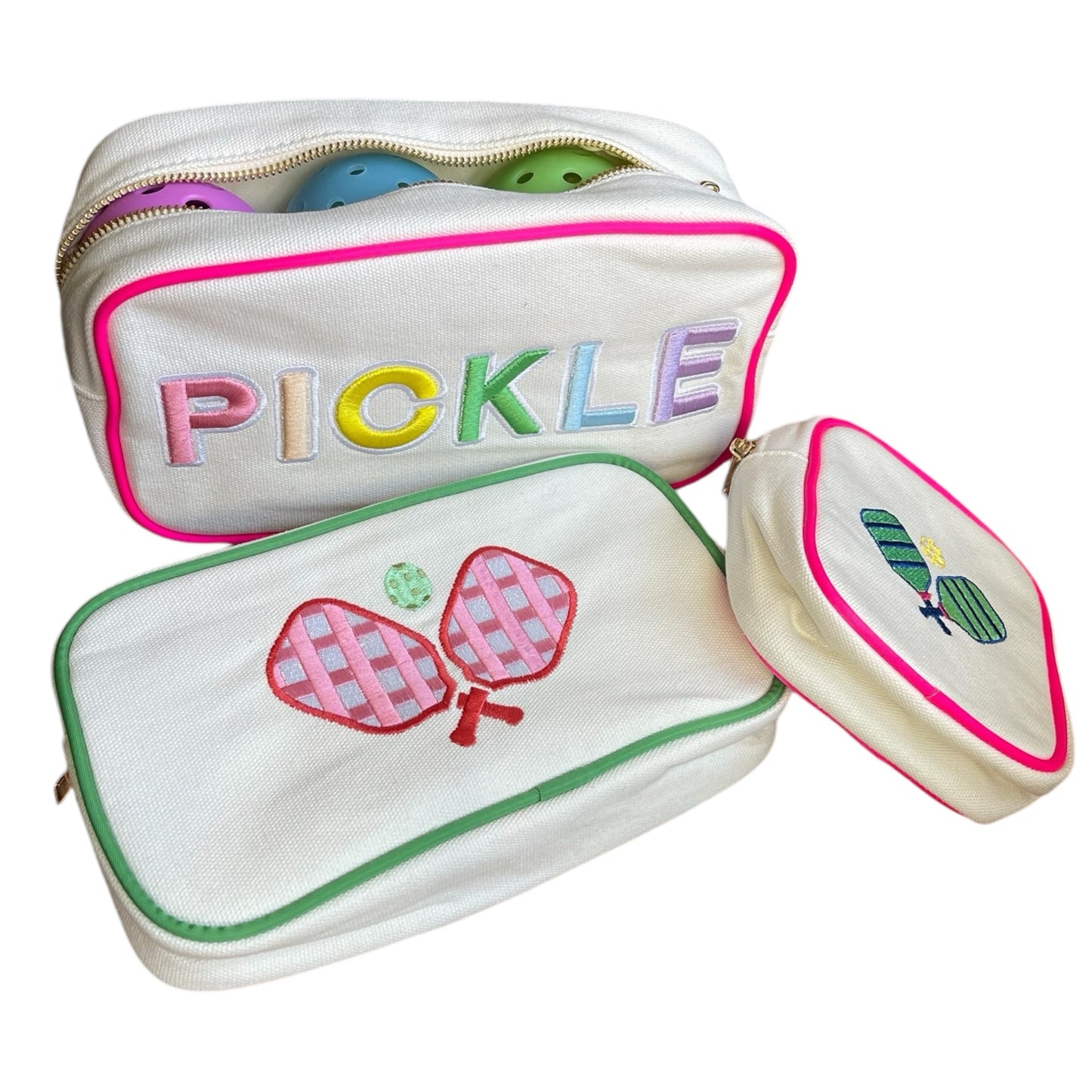 Canvas Pouch Medium | Pink Pickleball Paddles