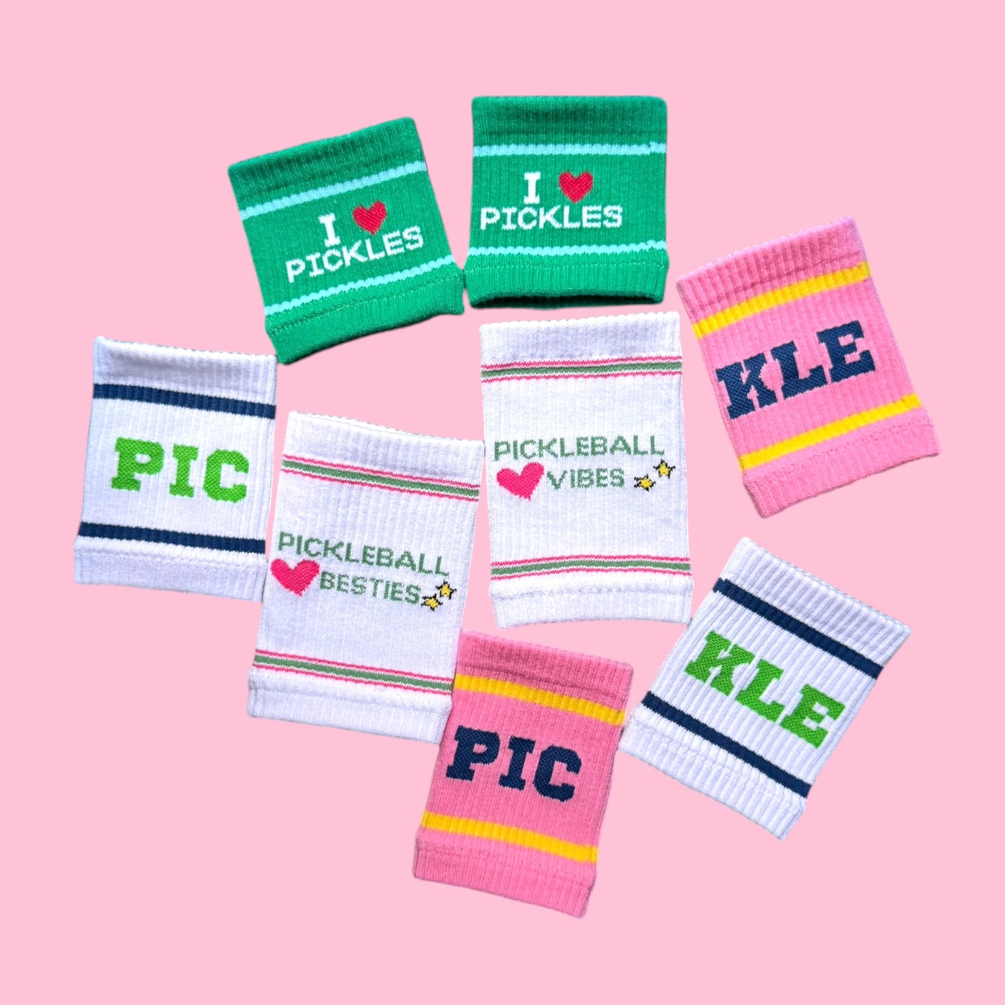 Pickleball Vibes Socks + Sweatbands Bundle