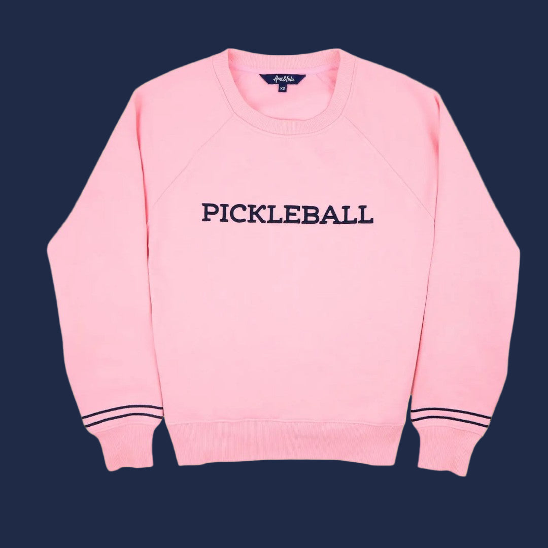 Pickleball Embroidered Sweatshirt | Pink + Navy