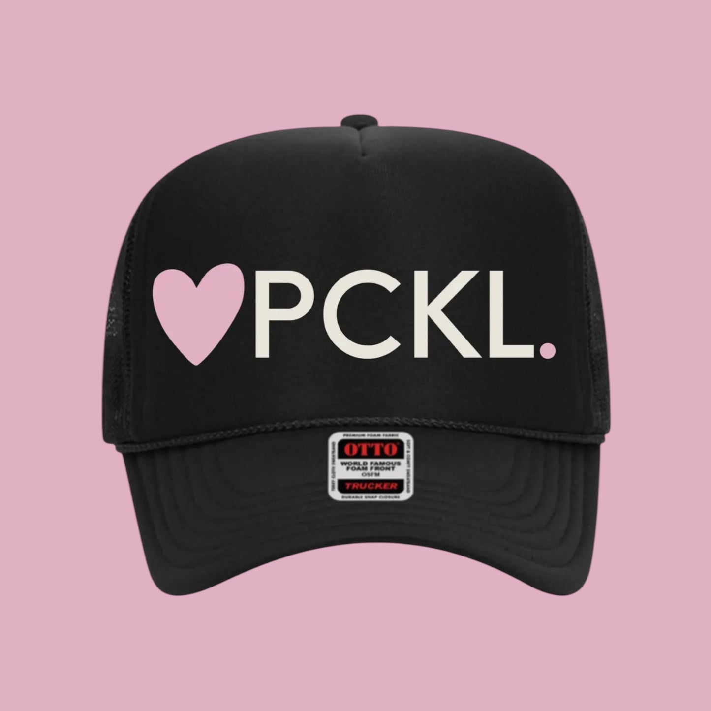 Heart PCKL High Profile Pickleball Trucker Hat | Black
