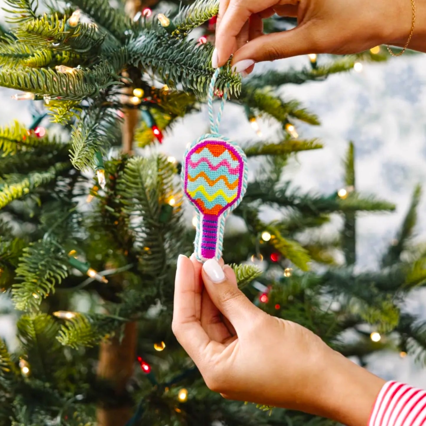 Needlepoint Ornament | pickleball paddle