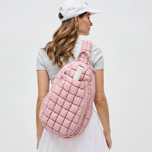 Quilted Puffer Pickleball Sling Bag | Rose