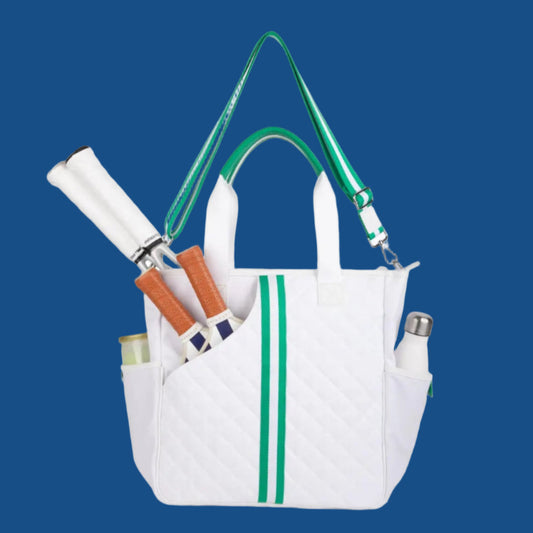 The Belle Pickleball Bag | white + green