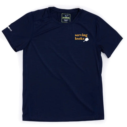 IN STORE ONLY! DM if interested! Women's SERVING LOOKS Lux Performance Shirt | blue + orange