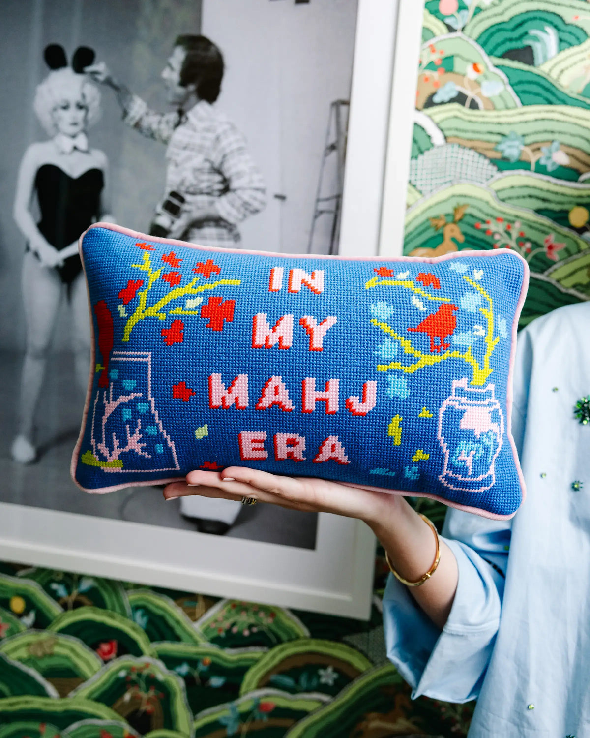 In My Mahj Era Needlepoint Pillow | IN STORE ONLY