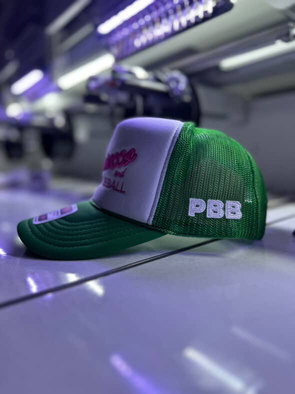 RESTOCKING SOON! Prosecco and Pickleball Hat | Kelly Green with Hot Pink Embroidery
