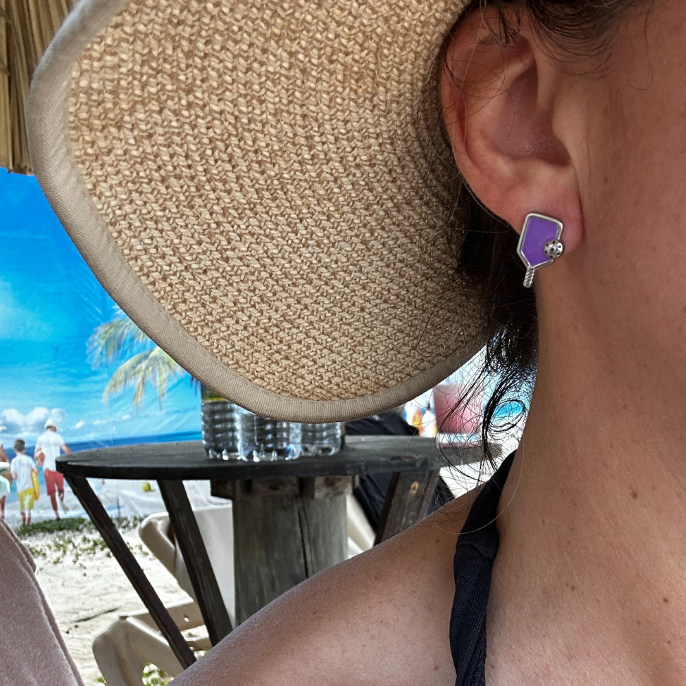 Pickleball Paddle Stud Earrings | purple