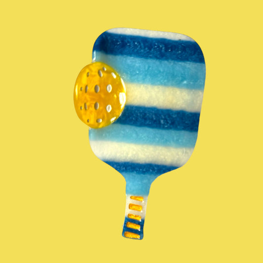 Pickleball Paddle Hair Claw | Blue Stripes