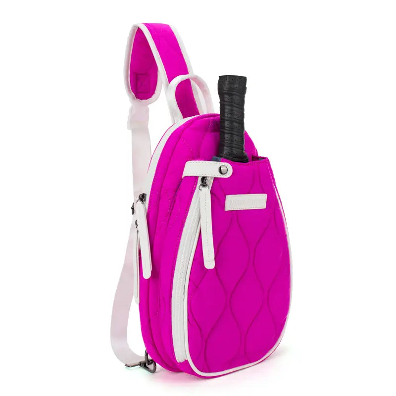Pickleball Courtside Sling | hot pink + white