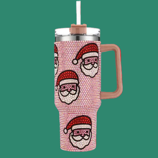 COMING SOON! 40oz Santa Claus Blingy Tumbler Cup | pink