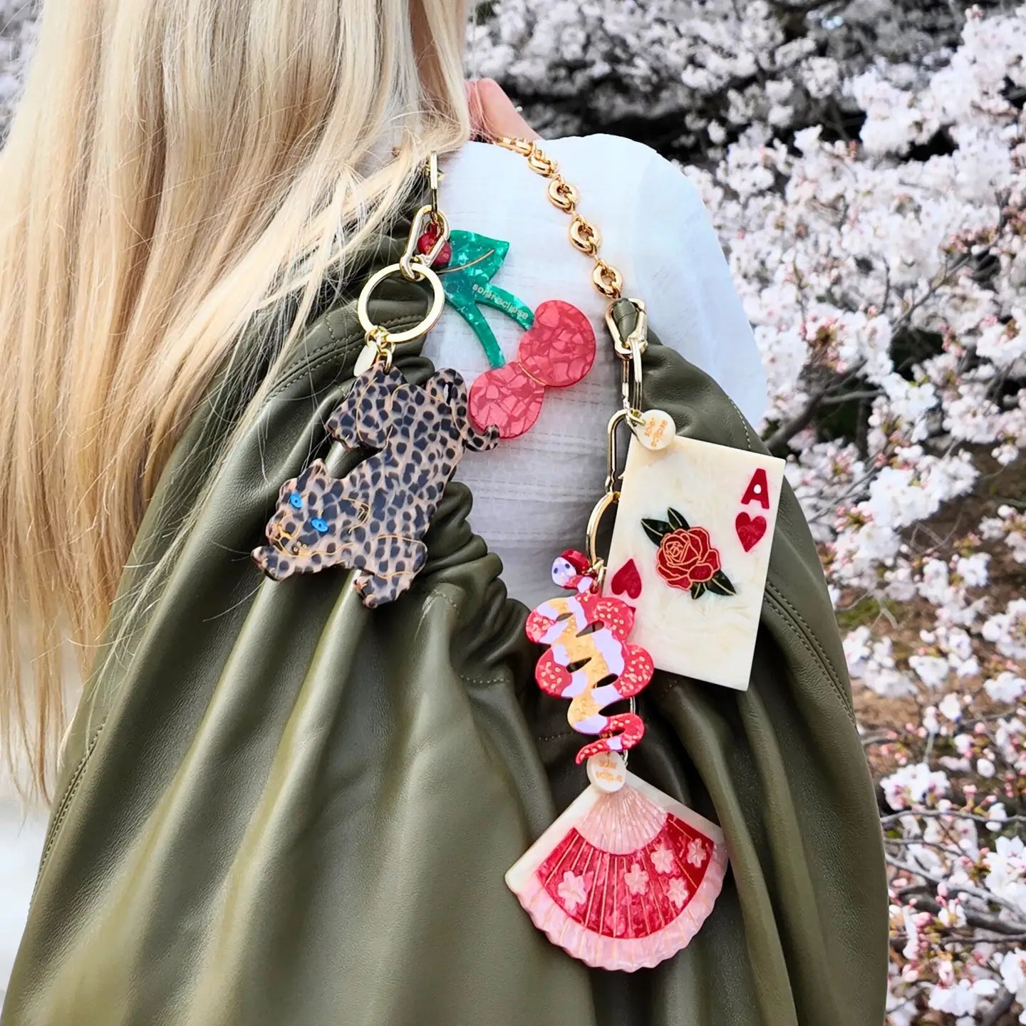 Cherry Charm & Keychain | Red and Green
