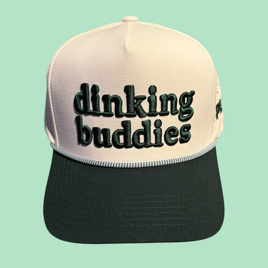 dinking buddies Hat | creamy white +  forest green