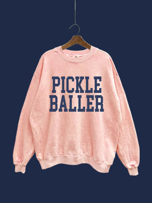 PICKLEBALLER | Mineral Washed Pink Sweatshirt