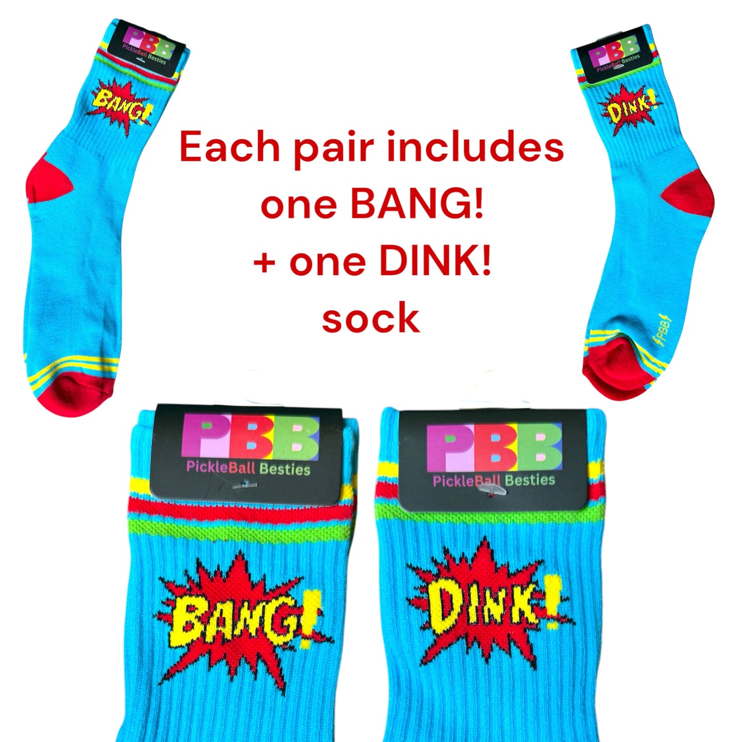 SUPERHERO Style BANG! + DINK! Fun Socks | Blue