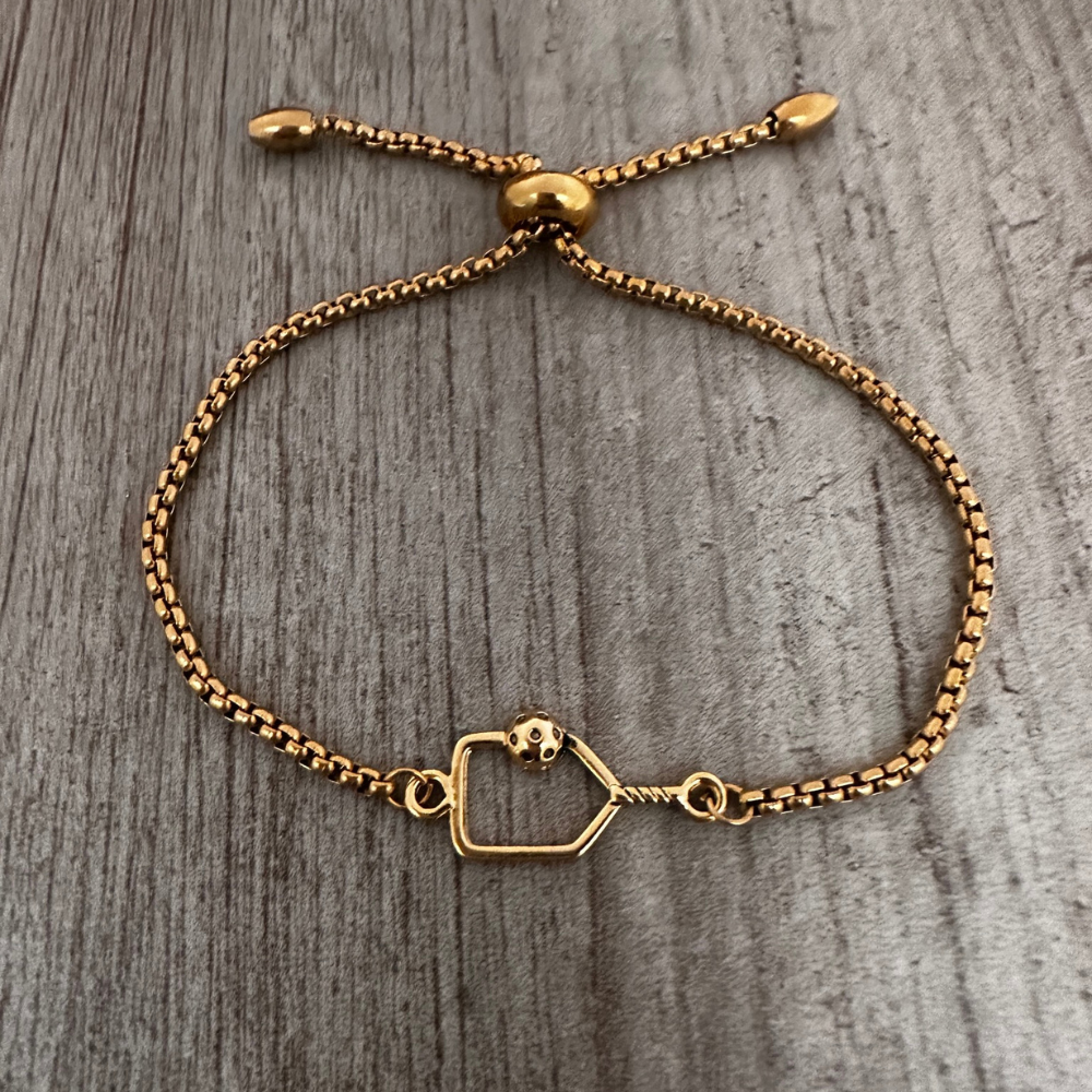 Pickleball Paddle Adjustable Bracelet | gold