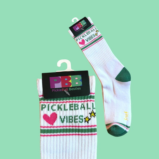 Pickleball Vibes Fun Socks | White