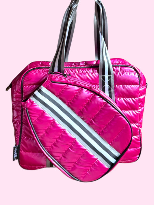 SUPER SALE!  "The OG" Pickleball Puffer Tote | hot pink + shiny