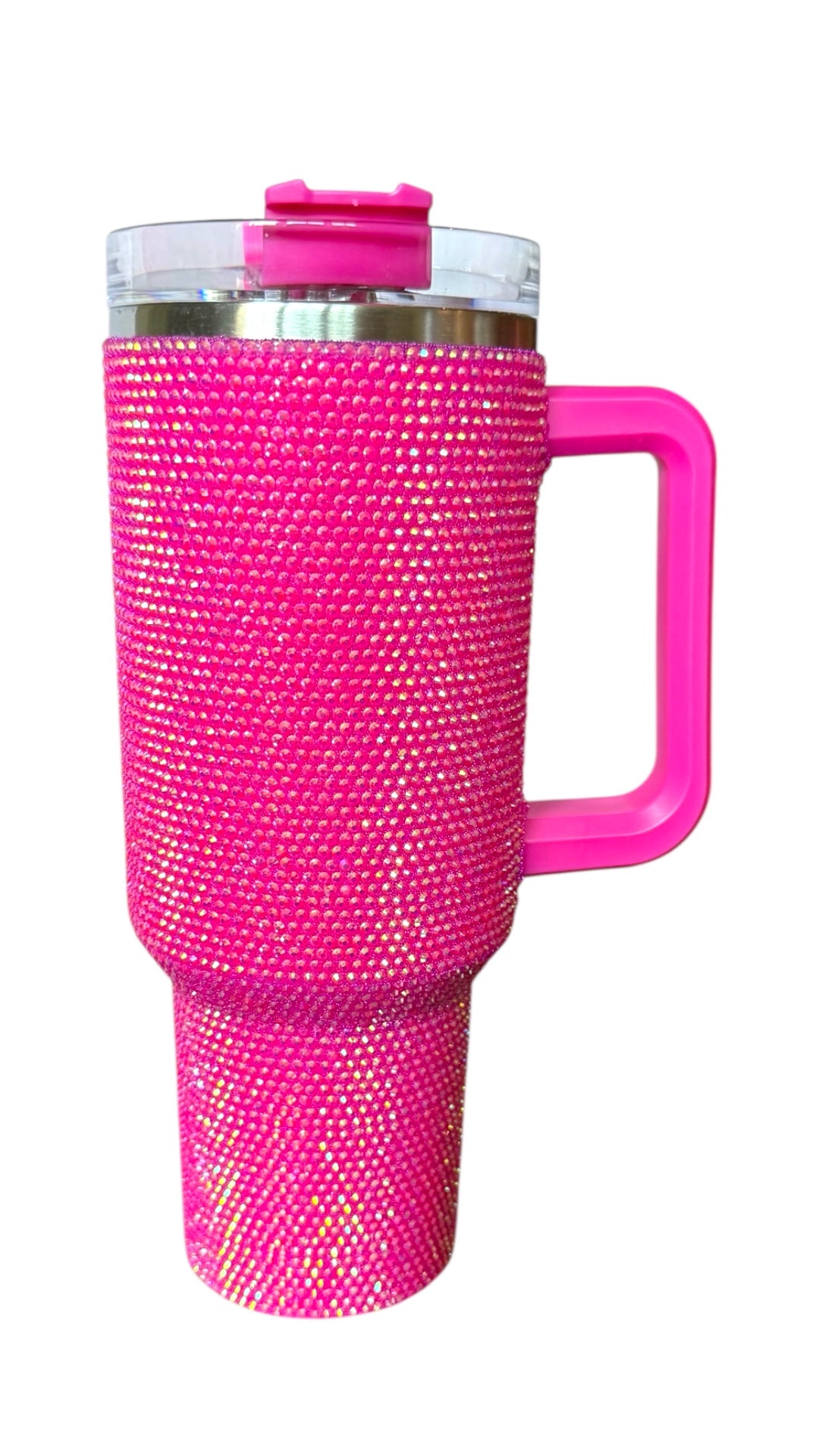 40oz Stainless Tumbler | hot pink rhinestones